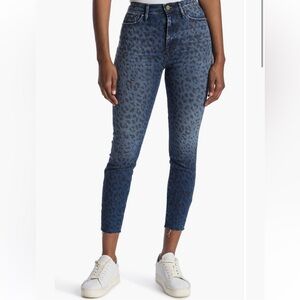 Frame Denim Ali High Rise Cigarette Jean in Black Leopard 27 NWT
